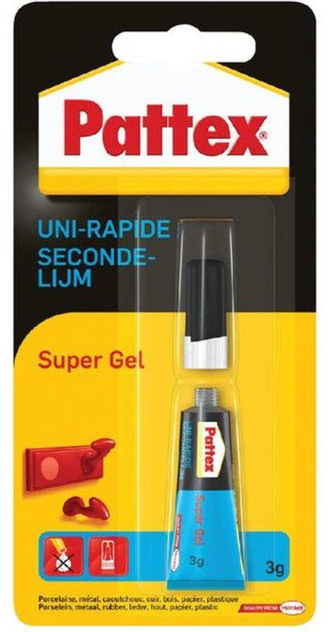 Pattex Secondelijm super gel tube 3gram op blister a 1 stuk 12 stuks