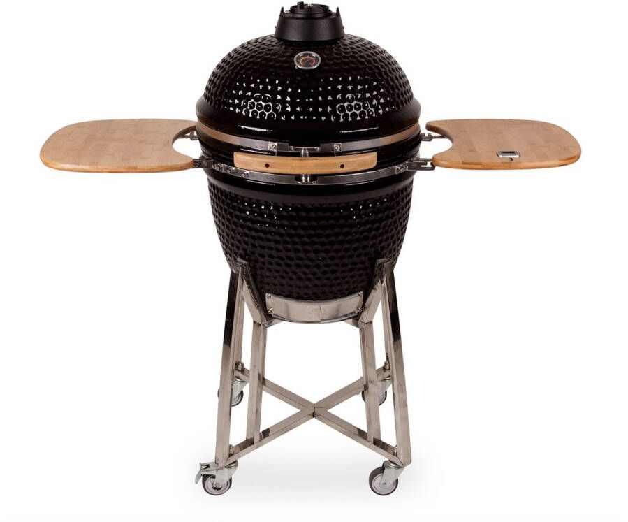 Patton Kamado Grill Houtskoolbarbecue 21 Grilloppervlak Ø 47 cm Met Smart Thermometer Zwart