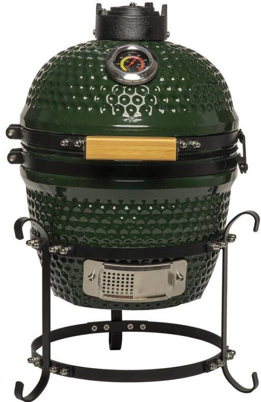 Patton Kamado Keramische Houtskoolbarbecue 13 Grilloppervlak Ø 28 cm Inclusief Heatdeflector Groen