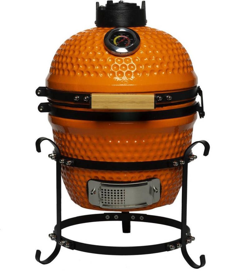 Patton Kamado Keramische Houtskoolbarbecue 13 Grilloppervlak Ø 28 cm Inclusief Heatdeflector Oranje