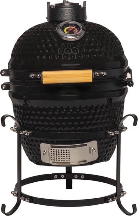 Patton Kamado Keramische Houtskoolbarbecue 13 Inclusief Heatdeflector Mat Zwart
