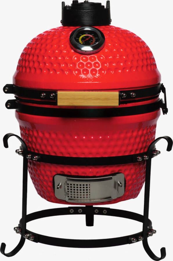 Patton Kamado Keramische Houtskoolbarbecue 13 Inclusief Heatdeflector Rood