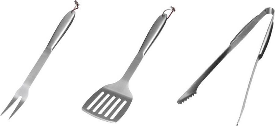 Patton Solid Stainless steel Tool set 3 pcs Luxe RVS 3-Delige BBQ set vlees- tang spatel en vork