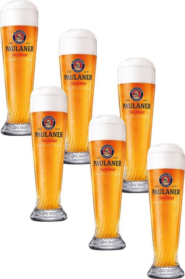 Paulaner Hefe Bierglazen 50cl set van 6 stuks Bier Glas 0 5 l 500 ml Vaatwasser bestendig