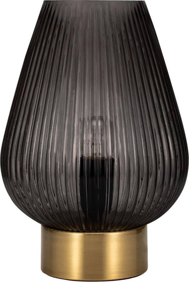 Pauleen Crystal Gloom Tafellamp E27 40W Zwart Rookglas Messing
