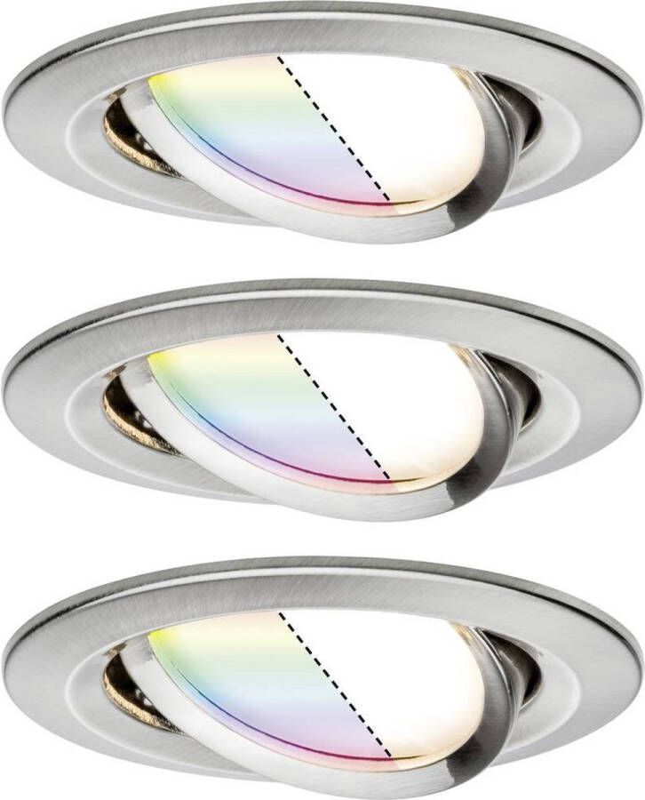 Paulmann Nova Plus Smart Home Zigbee LED-inbouwspotenset 3x5.2W ijzer geborsteld RGBW