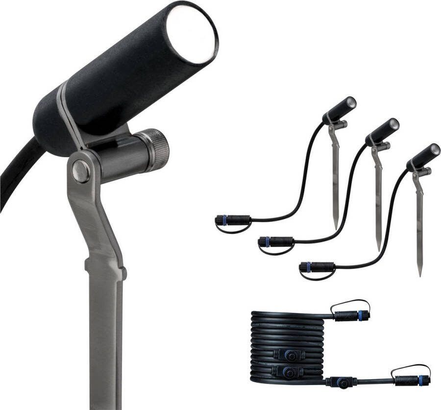 Paulmann Outdoor Plug & Shine spot Plantini uitbr. set 3000K 3x2 5W 24V 40° antr alu