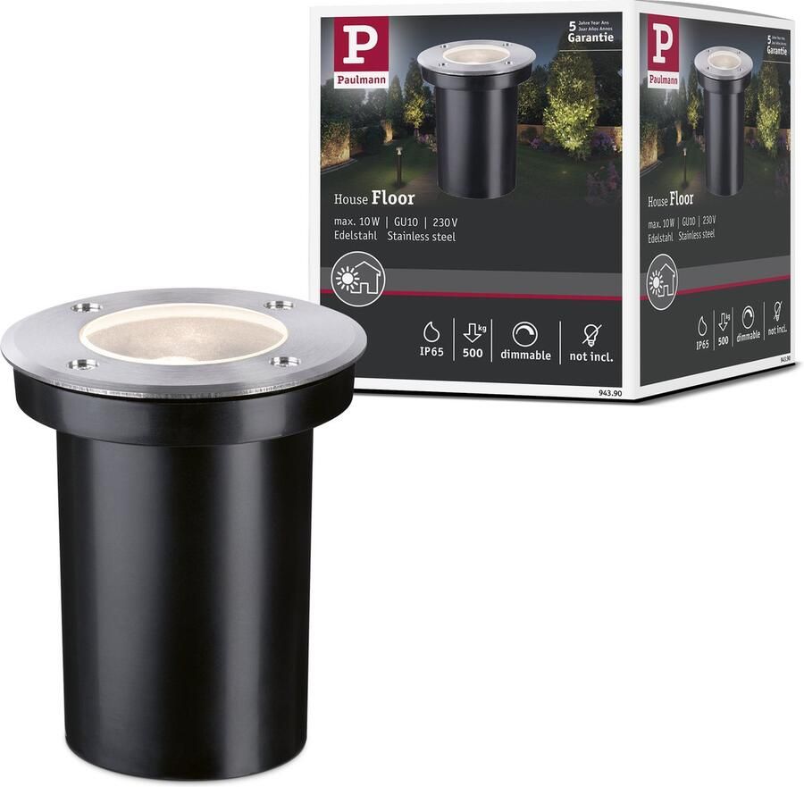 Paulmann Inbouwlamp Vloer IP65 110mm max. 10W 230V RVS (1 stuk)