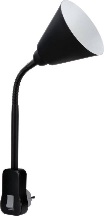 Paulmann stekkerlamp Junus met flexibele arm E14 zwart