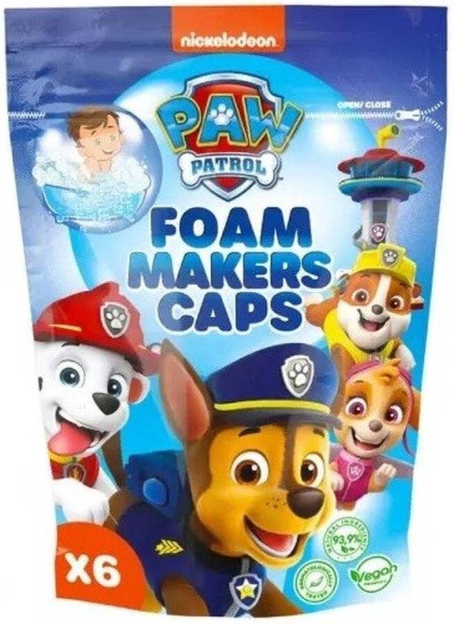 PAW Patrol Badspeelgoed Foam Makers Caps Bruisballen voor Bad Bruisballen Kind Badbom Bath Bombs Bruisballen Kinderen Badtabs 6 x 16gr