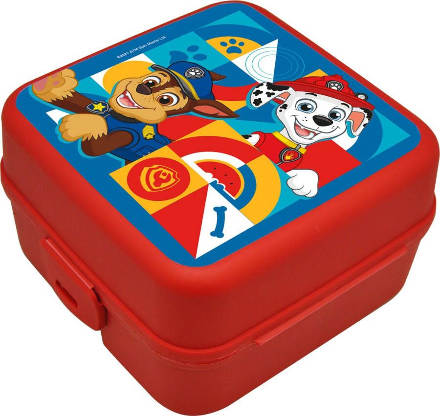 Merkloos Paw Patrol broodtrommel lunchbox voor kinderen rood kunststof 14 x 8 cm Lunchboxen