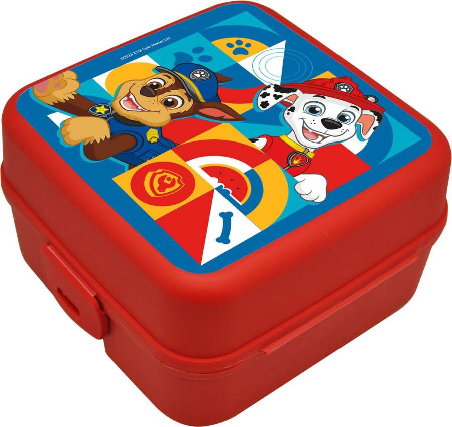 Merkloos Paw Patrol broodtrommel lunchbox voor kinderen rood kunststof 14 x 8 cm Lunchboxen