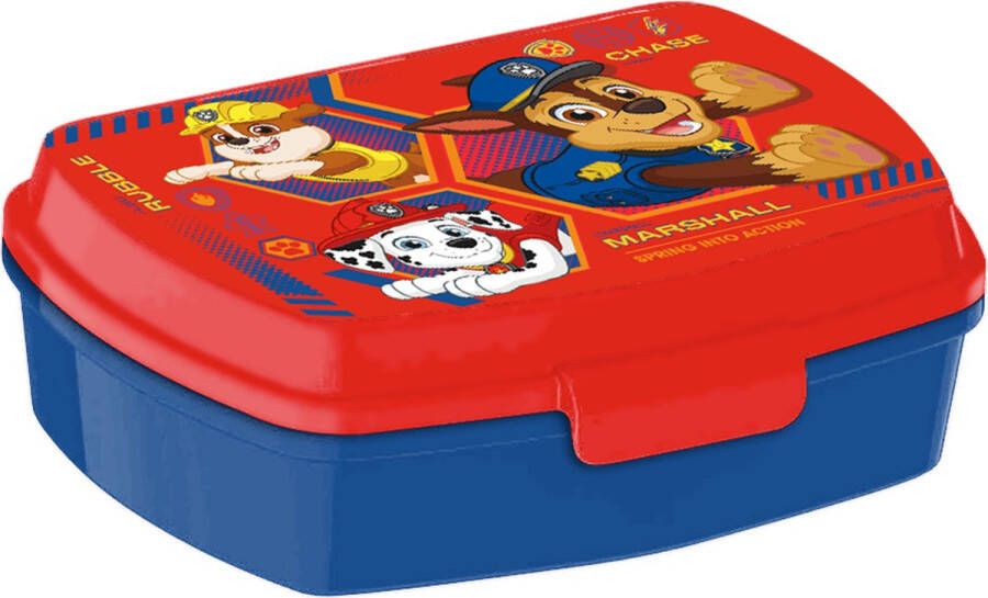 Merkloos Paw PatrolA broodtrommel lunchbox voor kinderen rood blauw kunststof 20 x 10 cm Lunchboxen