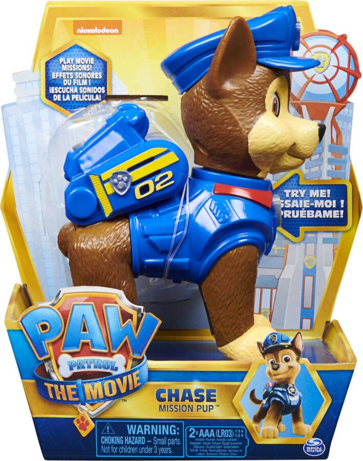 PAW Patrol De Film Interactief Missie Pup Chase-actiefiguur van 15 cm met geluiden en zinnen