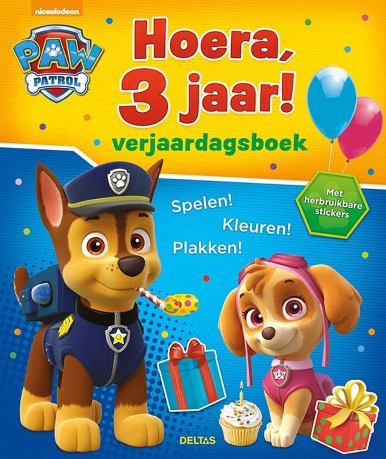 PAW Patrol Kleurboek Verjaardagsboek Hoera 3 jaar!
