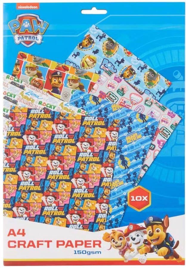 PAW Patrol knutselpapier 10 vellen A4 print Chase Marshall Skye papier knutsel knutselen