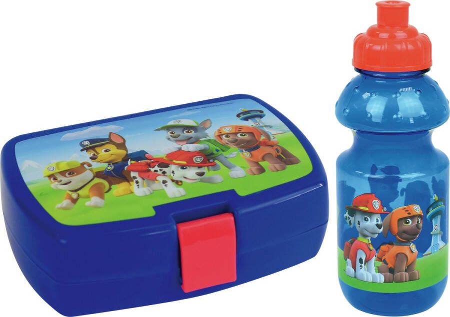 Merkloos Paw Patrol lunchbox set voor kinderen 2-delig blauw kunststof Lunchboxen