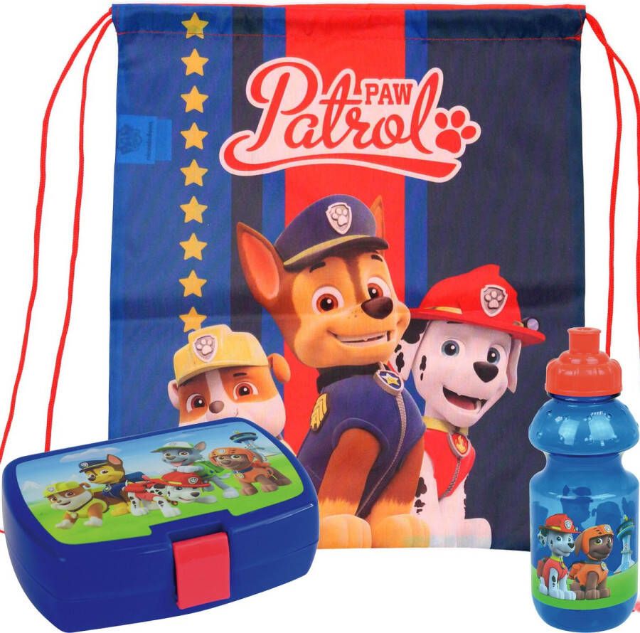 Merkloos Paw Patrol lunchbox set voor kinderen 3-delig blauw kunststof incl. gymtas schooltas Lunchboxen