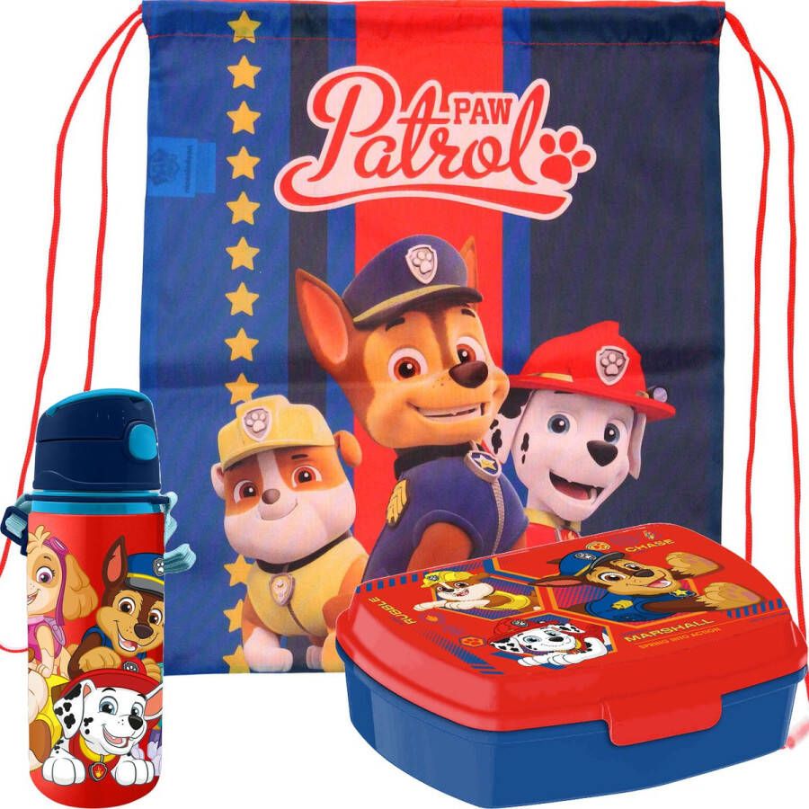 Merkloos Paw Patrol lunchbox set voor kinderen 3-delig rood aluminium incl. gymtas schooltas Lunchboxen