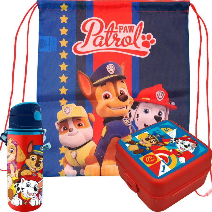 Merkloos Paw Patrol lunchbox set voor kinderen 3-delig rood incl. gymtas schooltas Lunchboxen