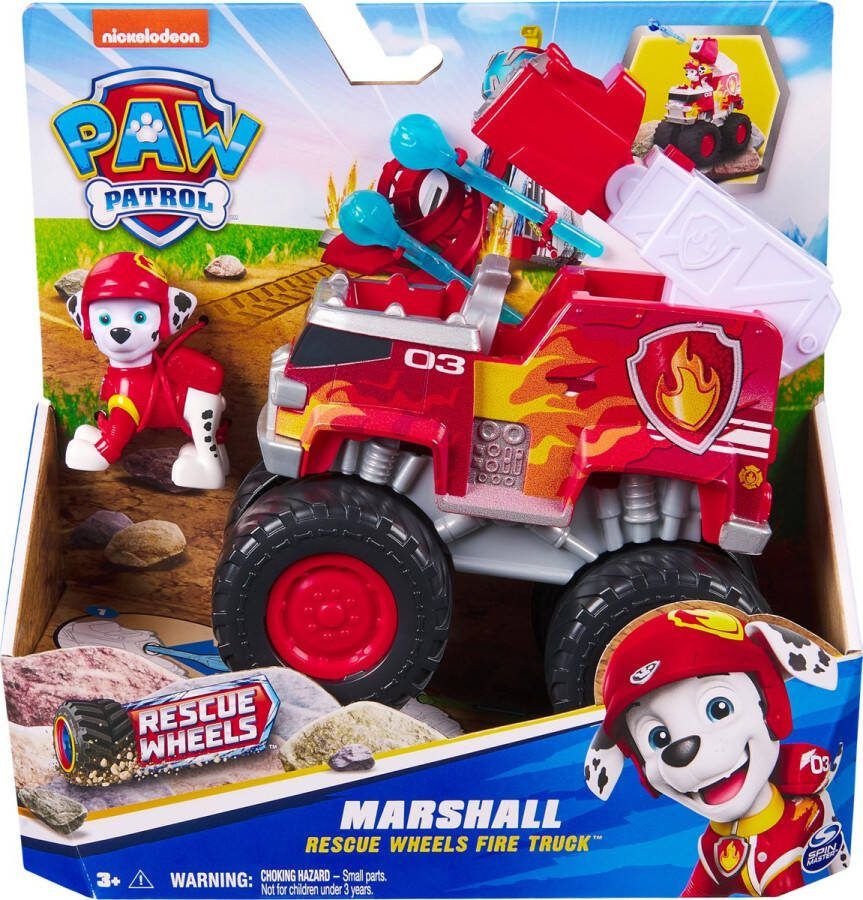 PAW Patrol Reddingswagens Brandweerauto met Marshall speelfiguur Speelgoedauto
