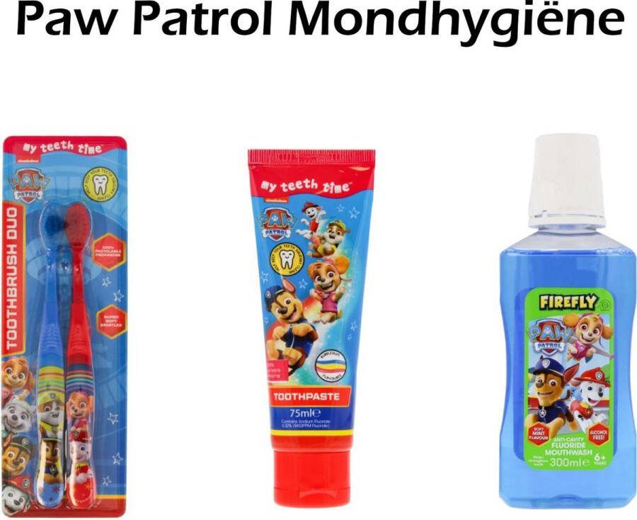 Paw-Patrol Tandpasta + Duo Tandenborstel + Mouthwash Mondhygiene Mondverzorging