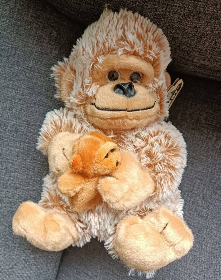 Paws Gorilla knuffel met baby Gorilla Aap 30 cm Lichtbruin