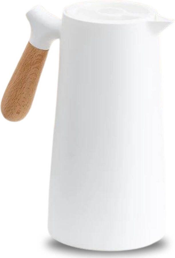 Pazzo Goods Thermoskan Wit 1.0 Liter Met Drukknop Isoleerkan Thee of Koffie Schenkkan