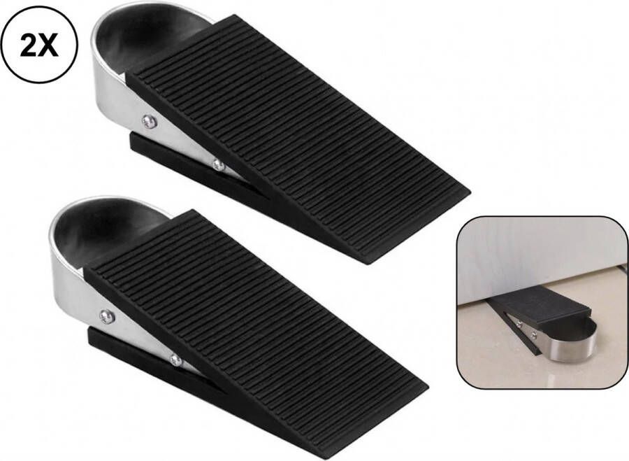 PD 2x Deurstopper EXTRA STERK 3cm hoog Deurstopper voor binnen en buiten Deurstoppers RVS en rubber