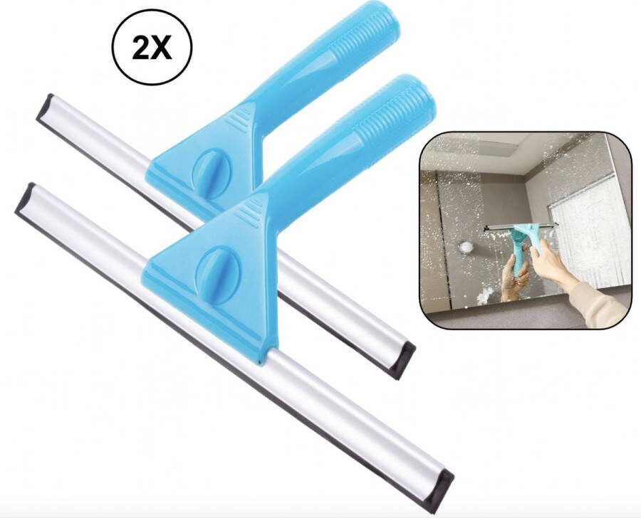 PD 2x Raamwisser Ramenwasser Verstelbaar Raamtrekker 30 CM Blauw