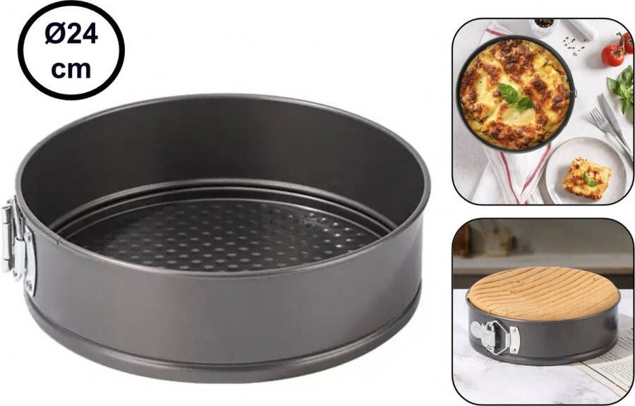 PD Bakvorm Springvorm Taartvorm Springvorm 24 cm Anti Aanbak Laag Ø 24 cm Zwart