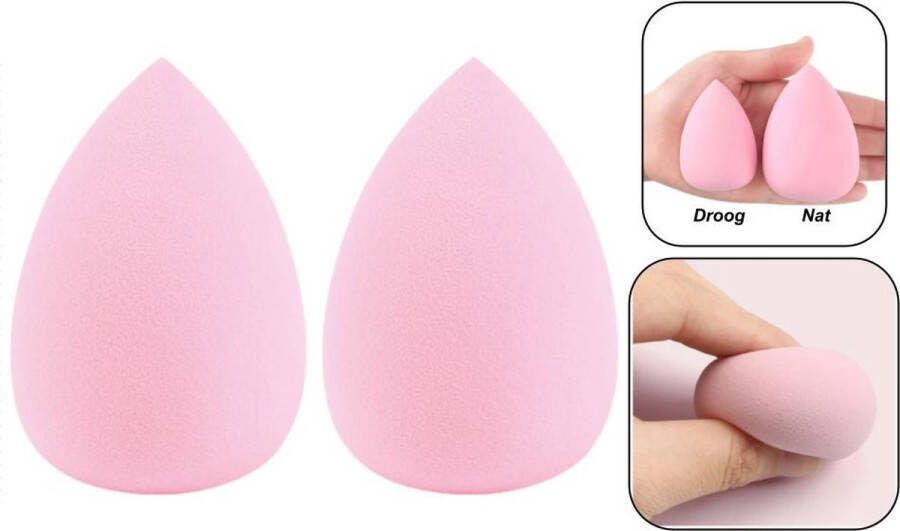 PD Beauty blender 2 stuks Make-up spons lichtroze Beauty Blender spons voor make-up Foundation blender Make-up Ei