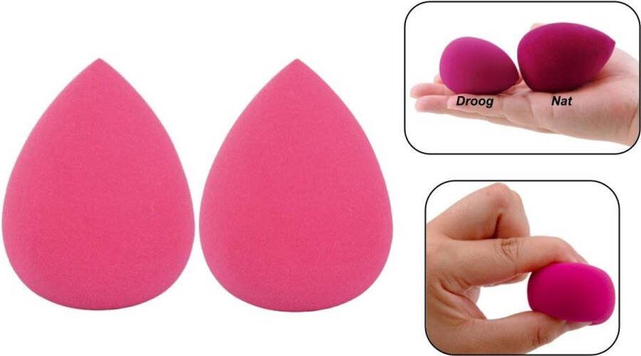 PD Beauty Blender 2 Stuks Make-up spons roze Blender spons voor make-up Foundation blender Make-up Ei