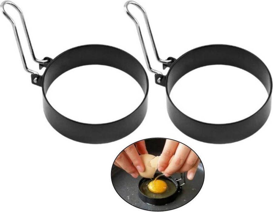 PD Kookringen 2 stuks Anti-aanbak kookringen Ronde kookringen Hamburgerringen Eierringen Pannenkoekenringen Bakringen