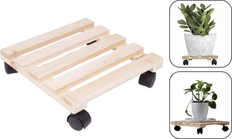 PD plantentrolley op wieltjes 30cm x 30cm plantentrolley Hout draagkracht 30kg