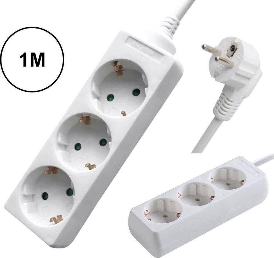 PD Stekkerdoos 3-voudig + RA + 1m: Efficiënt Energiebeheer voor Elk Apparaat!