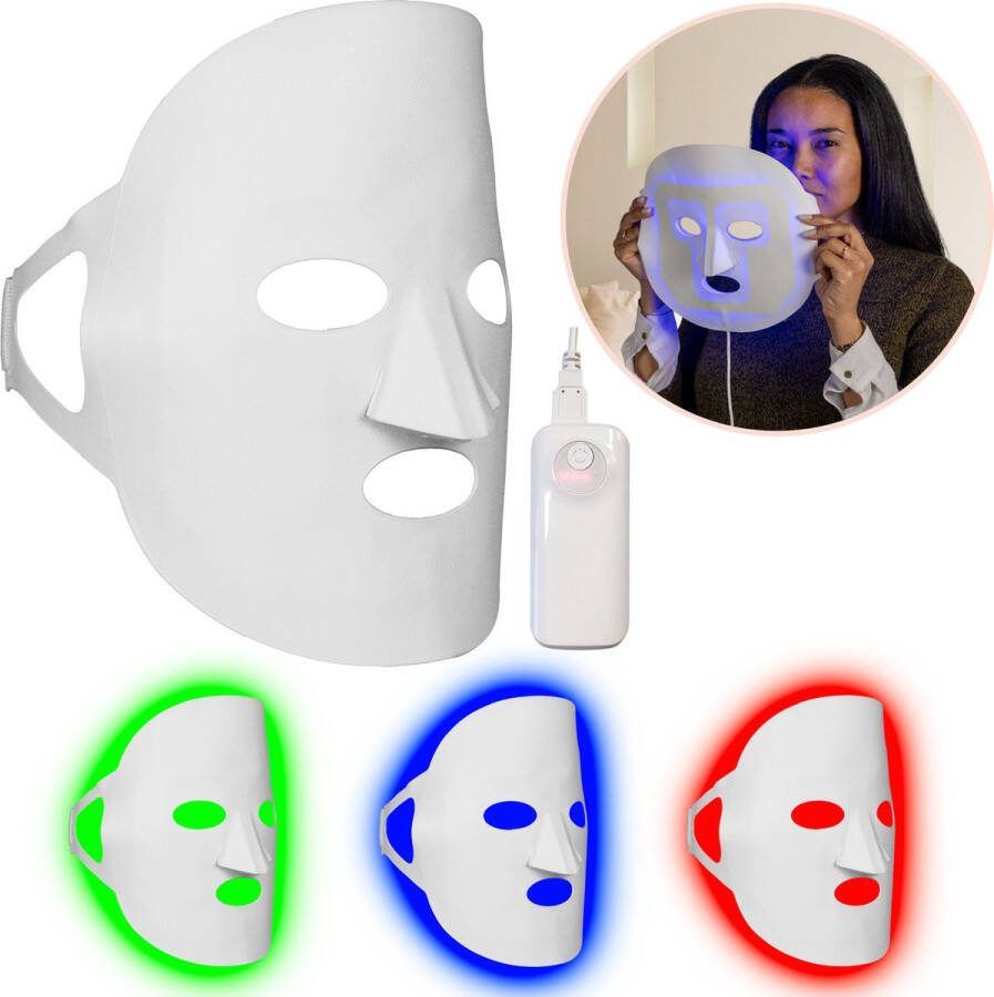Peach Beauty PeachBeauty LED Gezichtsmasker Lichttherapie LED masker Huidverzorging 3 Kleuren Wit