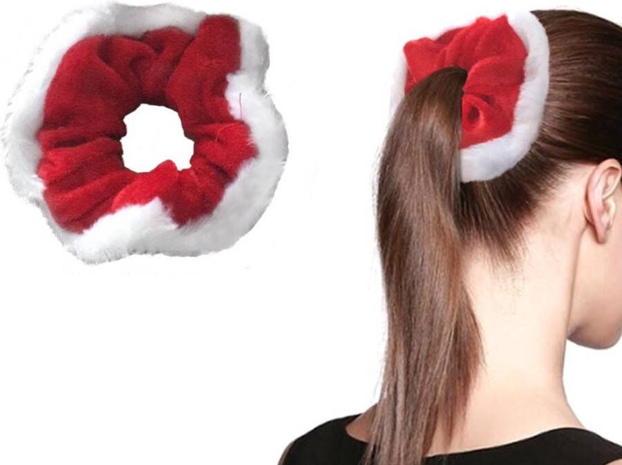 Peachy Kerst Scrunchie Elastische Christmas Haarband Haarversiering Armband Rood en Wit