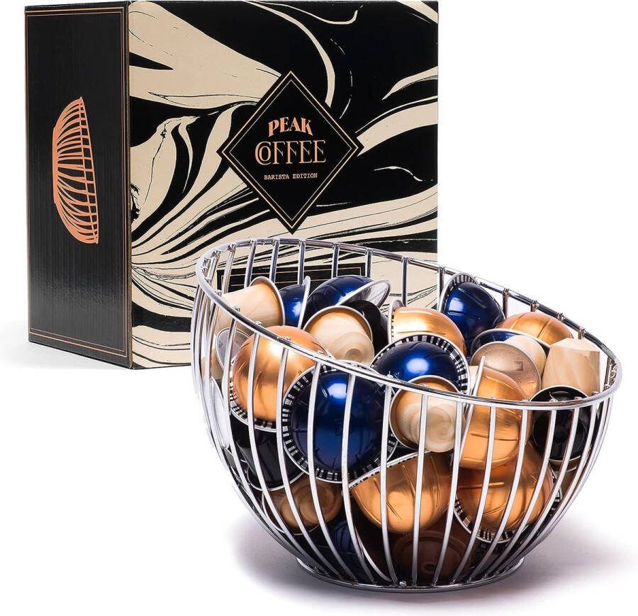 Peak Coffee Capsulehouder Geschikt voor alle capsules zoals Nespresso Vertuo en Dolce Gusto Cuphouder Capsulehouders Koffiecups Chrome 15x20CM