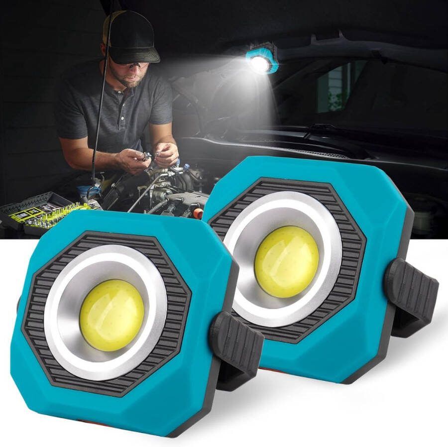 PEAM Bouwland LED Oplaadbare LED-Schijnwerper met 3 Modi Draagbaar Ontwerp USB-Oplaadfunctie 360-Graden Houder en Magnetische Basis Ideaal voor Bouwplaatsen Noodverlichting Reparaties en Camping