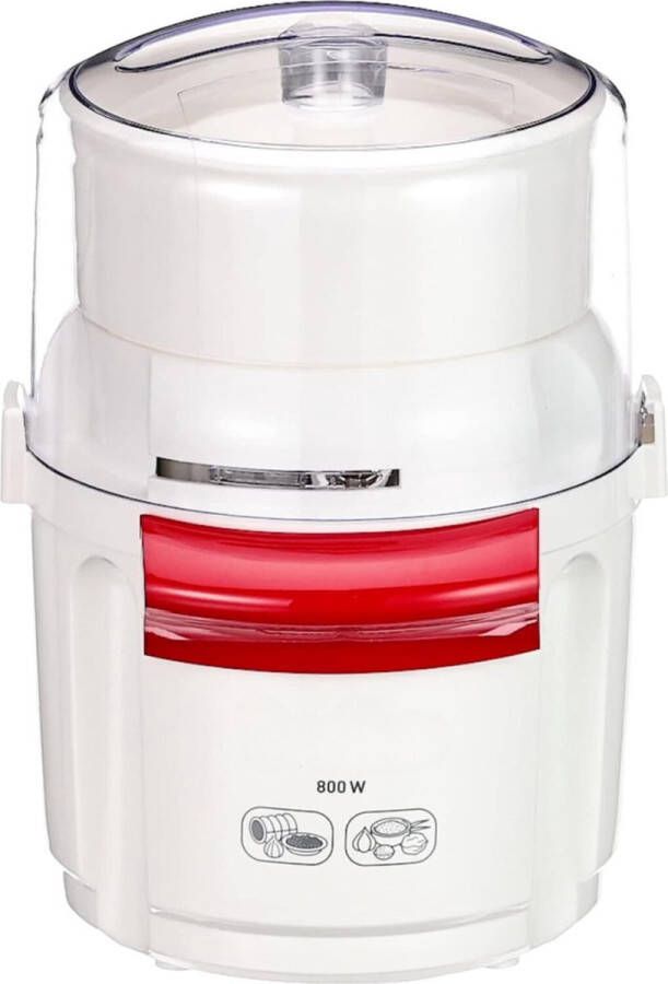 PEAM Hakmolen RapidSlice Pro 800 Veelzijdige Hakmolen met Snel 1-2-3 Systeem 800 W Kracht 200 g Capaciteit Roestvrij Stalen Lemmet Eenvoudige Reiniging Stijlvol Wit Rood Ontwerp!