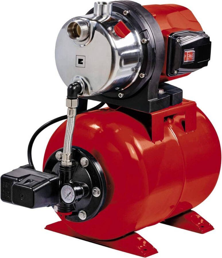 PEAM Hydrofoorpomp Roestvrijstalen hogedrukreiniger met 1050 W vermogen een maximaal debiet van 4600 l u en een maximale toevoerdruk van 4 8 bar inclusief drukschakelaar manometer en een tank van 20 liter