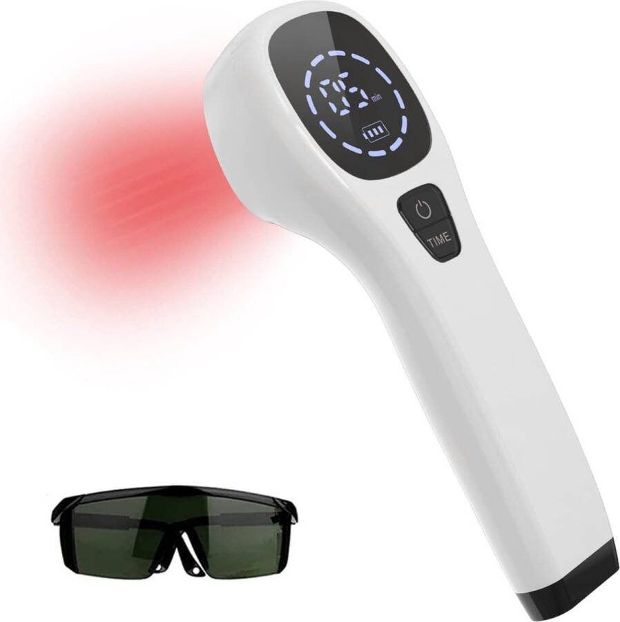 PEAM Infrarood Massageapparaat Pijnverlichtende Rood Licht Therapie Apparaat met Bril Infraroodlicht (650nm en 808nm sondes) voor Gewrichts- en Spierpijnverlichting Dubbele 808nm Sondes Efficiënt en Draagbaar (Wit)