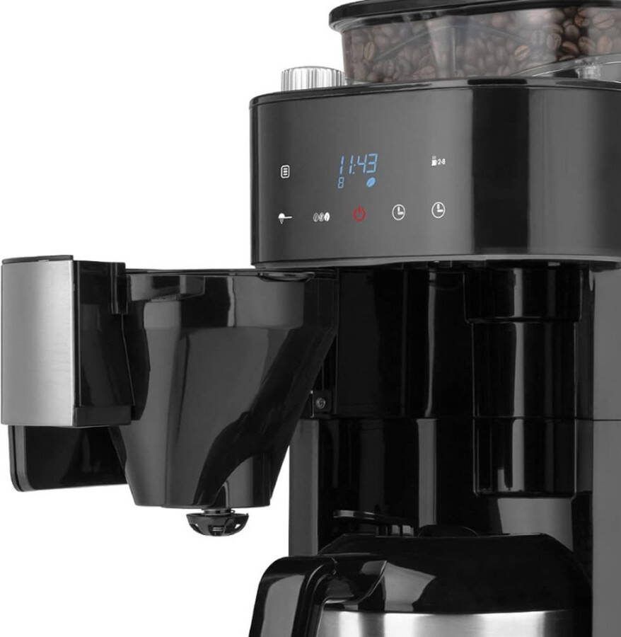 PEAM Koffiezetapparaat Grind & Brew Pro Thermo: Geniet Van Versgemalen Koffie In Stijl (Zilver Zwart)