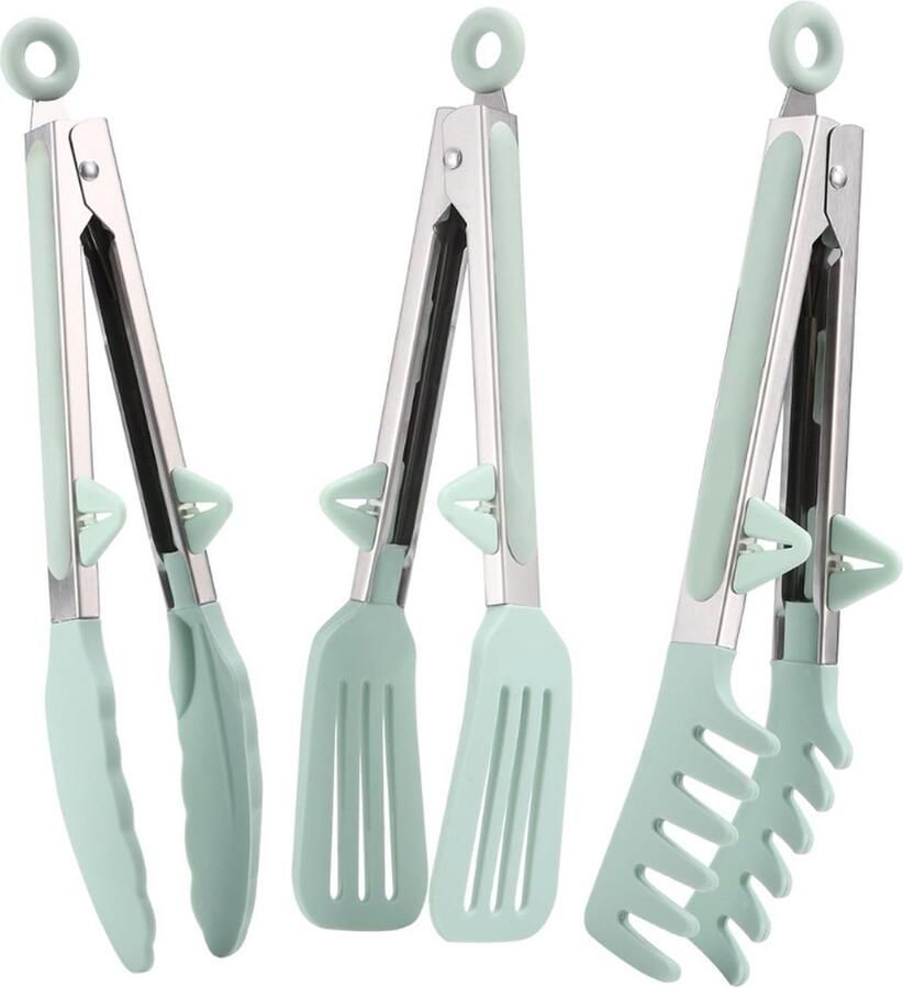 PEAM 3 Stuks Roestvrijstalen Keukentangen Met Siliconen Punten 26 cm Ideaal Voor Koken En Grillen