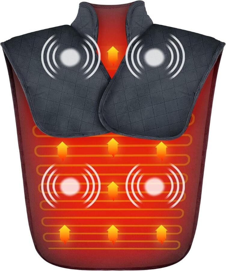 PEAM Elektrisch Warmtekussen Voor Rug Nek En Schouders 92x51 cm Snelle Verwarming Met 5 Massagemodi Draagbaar En Automatisch