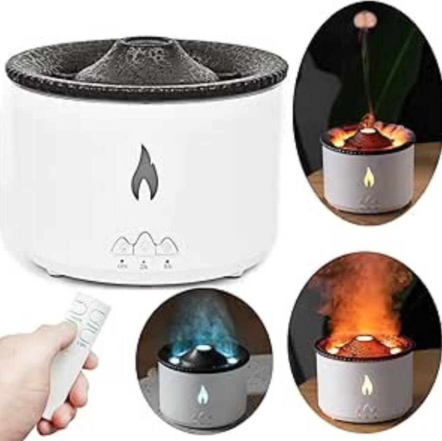 PEAM Luchtbevochtiger 360 ml Aromadiffuser met vlammeneffect Afstandsbediening Geschikt voor Slaapkamer Met deze vlambevochtiger geniet je van een rustgevend vlammeneffect en een heerlijke geur in je slaapkamer