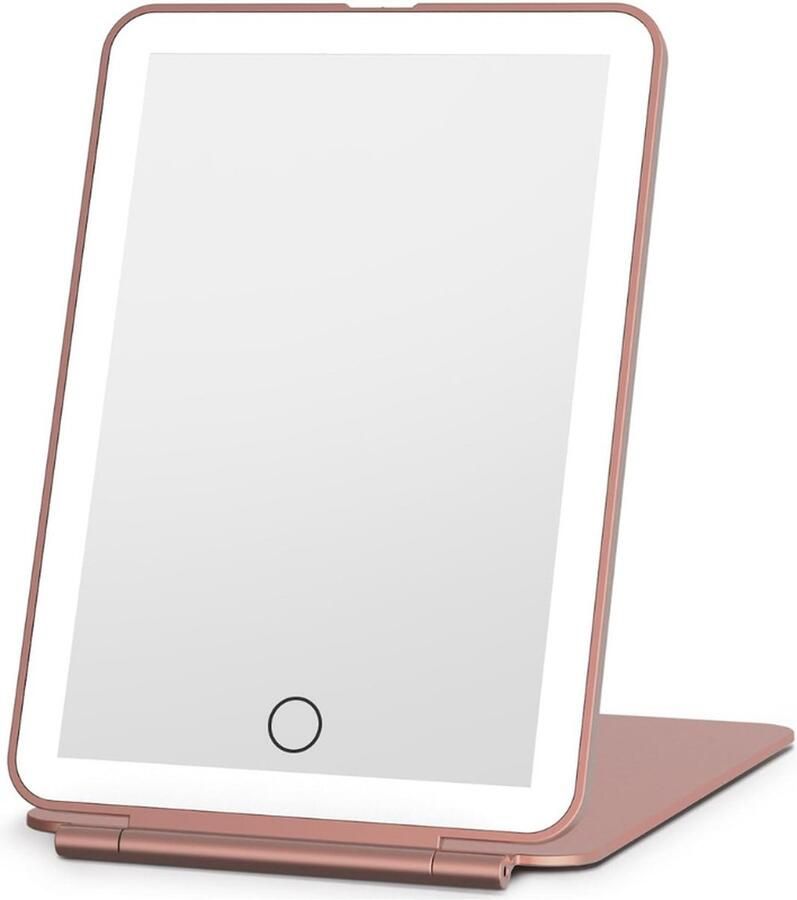 PEAM USB Oplaadbare Make-Up Spiegel Met 72 LED-lampen – Draagbare Reisspiegel Met 3 Kleuren Licht Verstelbare Helderheid En Dimbaar Touchscreen In Rosé Goud
