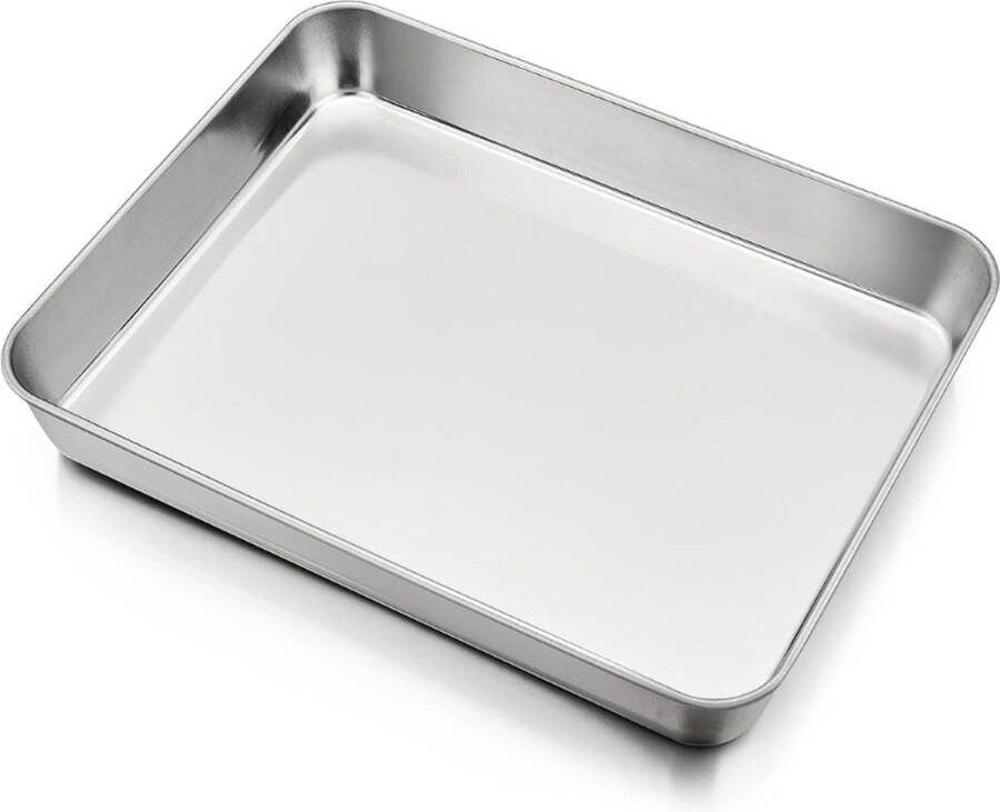 PEAM Roestvrijstalen Bakplaat Rechthoekige Diepe Ovenschaal en Vetpan Ideaal voor Taarten Bakken En Braden Niet-Giftig En Vaatwasmachinebestendig