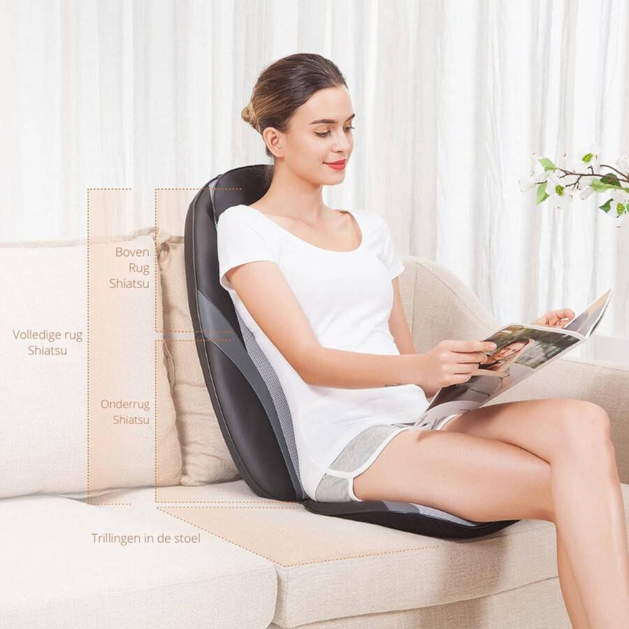 PEAM Shiatsu Massagekussen Met Verwarming – Rugmassage Pad Voor Thuisgebruik – Kneedmassage SL-256